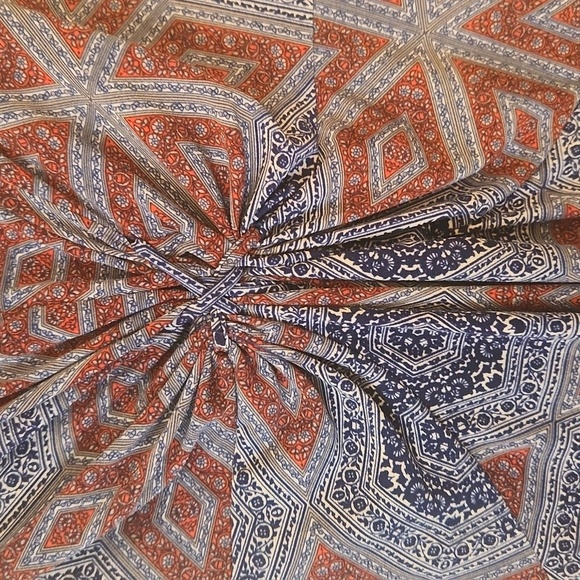 Daisy Fuentes Sleeveless Blue And Red Geometric Print V-Neck Dress Size Petite M - Picture 4 of 10